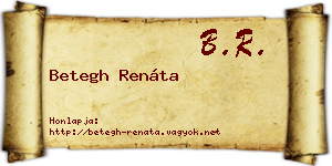 Betegh Renáta névjegykártya